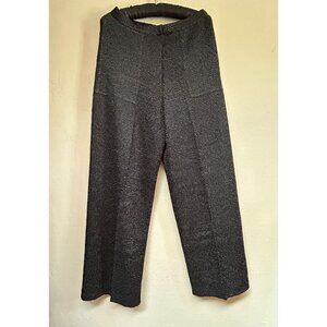 Flair Women's Crinkle Wide Leg Pants Large Pockets High Rise Trousers Black